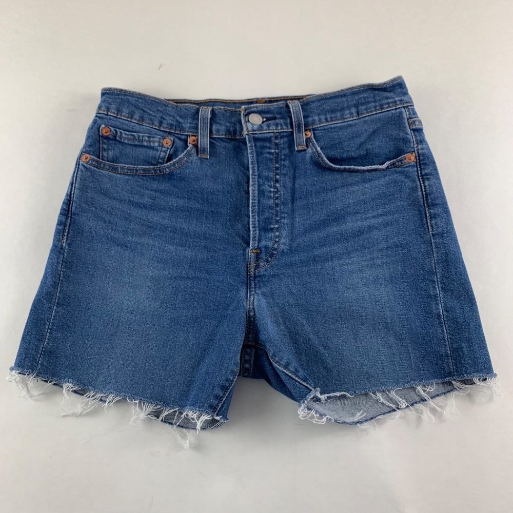 Levi's Blue Stretch Denim Wedgie Skinny Cutoff Shorts 30